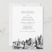 アトランタモダンス結婚スカイラインブラック&ホワイト 招待状 (正面)