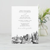 アトランタモダンス結婚スカイラインブラック&ホワイト 招待状 (スタンド正面)