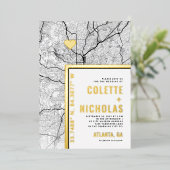 アトランタラブロケーター |シティテーマ結婚の 箔招待状 (立ち正面)