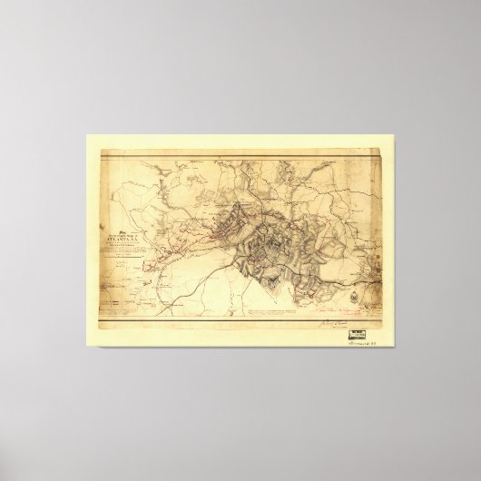 アトランタ包囲マップ、1864年7月威厳がある19日~26日 キャンバスプリント (正面)