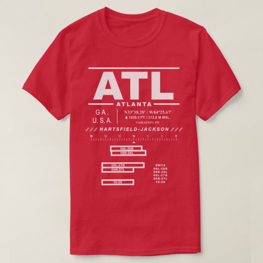 アトランタ国際的エアポートATL Tシャツ (デザイン正面)