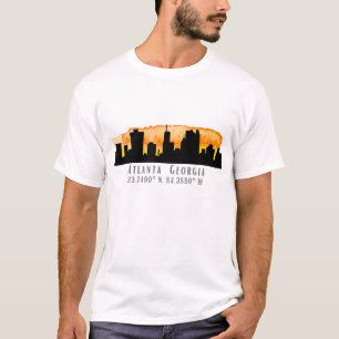 アトランタ市スカイライン地図座標 Tシャツ