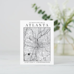 アトランタ市内地図+ロケーションマーカーポストカード ポストカード