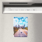 アトランタ素晴らしグルジアトラベルスカイラインウォータカラー マグネット (インサイチュ (食洗機))