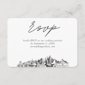 アトランタ結婚のミニマルなスケッチRSVP エンクロージャーカード (正面)