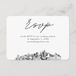 アトランタ結婚のミニマルなスケッチRSVP エンクロージャーカード