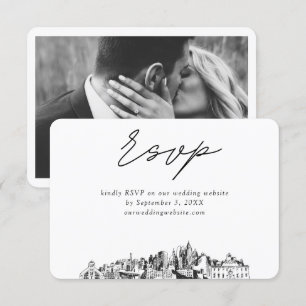 アトランタ結婚のミニマルなスケッチRSVP エンクロージャーカード