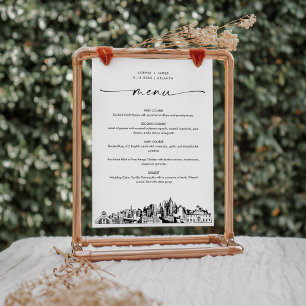 アトランタ結婚スカイラインのディナーメニューカード5x7