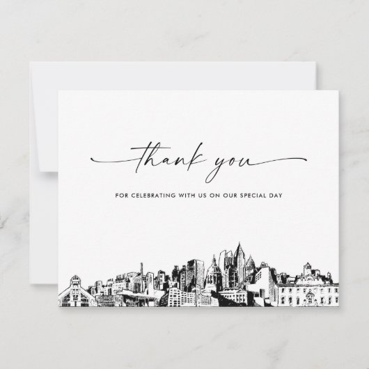 アトランタ結婚スカイラインの写真サンキューカード 招待状 (正面)