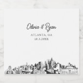 アトランタ結婚ズパーソナライズされたシャンパンラベル スパークリングワインラベル (シングルラベル)