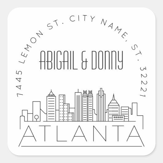 アトランタ結婚ーズ |事前にアドレス指定された封筒用シール スクエアシール (正面)