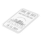 アトランタ結婚ー |スタイル設定されたスカイライン日付を保存 マグネット (左側)