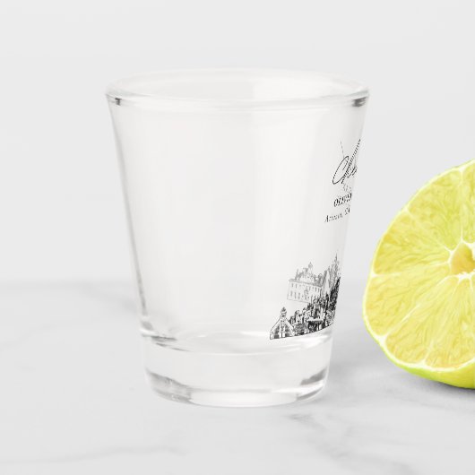 アトランタ結婚式の引き出物パーソナライズされた応援 ショットグラス (左)