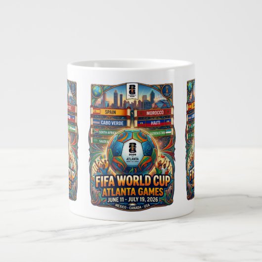 アトランタ+ジョージア+FIFA+ワールドカップ+2026 ジャンボコーヒーマグカップ (正面)