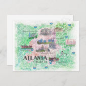 アトランタ・ジョージアUSA図解入りの、写真付きのの地図 ポストカード (正面/裏面)