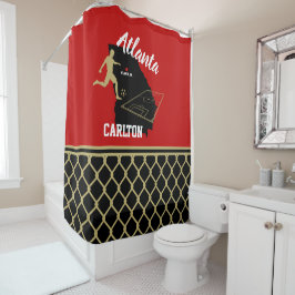 アトランタ ダークレッドとブラック サッカー シャワーカーテン