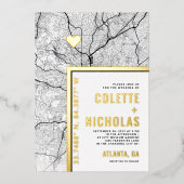 アトランタ・ラブ・ロケーター | 都市をテーマにしたウェディング 箔招待状 (正面)