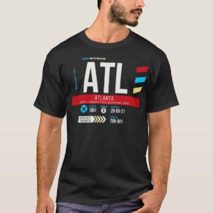 アトランタATLエアポートコードバゲージホテルラベル Tシャツ