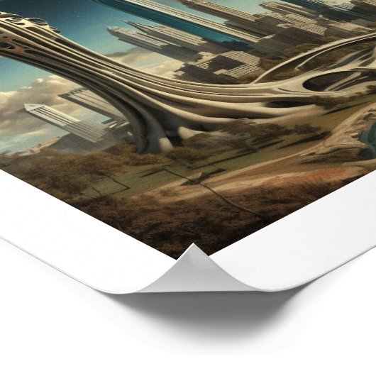 アトランタGAシュールレアルシティスケープデザイン ポスター (角)