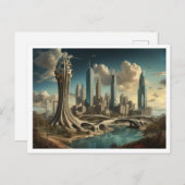 アトランタGAシュールレアルシティスケープデザイン ポストカード (正面/裏面)