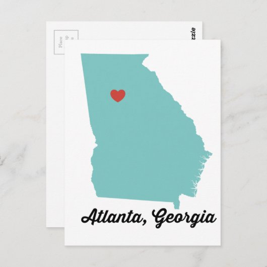 アトランタGA – グラフィックハートアトランタジョージアデザイン ポストカード (正面/裏面)