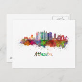 アトランタV2スカイライン水彩画 ポストカード (正面/裏面)