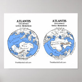 アトランティスの地図 – 両半球 – ポスター