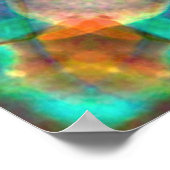 アトランティスインスパイアレインボーマンダラブルーと金ゴールド ポスター (角)