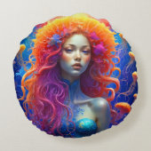 アトランティス出身の少女のポートレート ラウンドクッション (裏面)