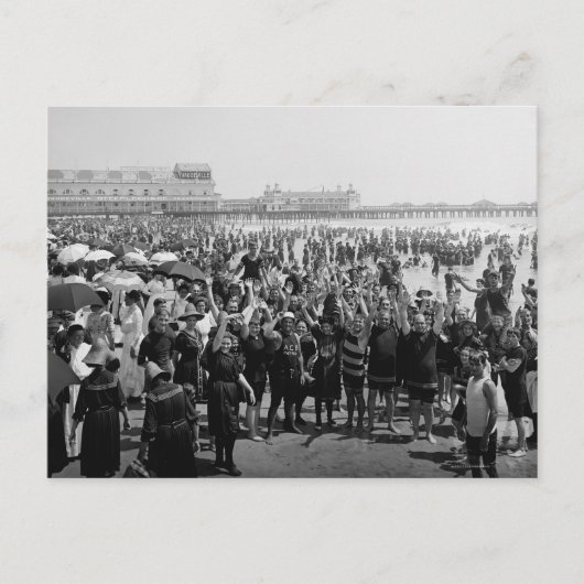 アトランティックシティの浜辺 1910年 ポストカード (正面)