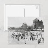 アトランティックシティの海辺と遊歩道、1910年 ポストカード (正面/裏面)