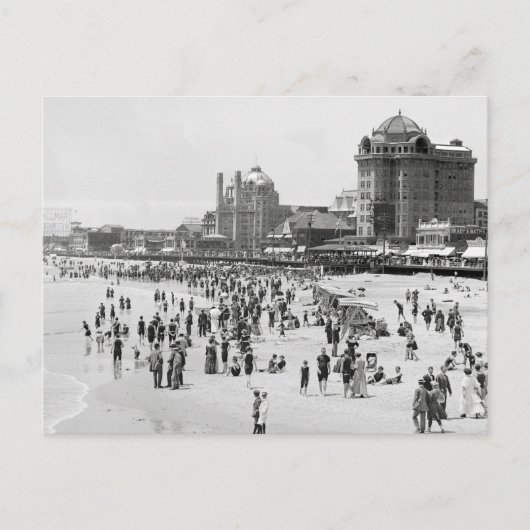 アトランティックシティの海辺と遊歩道、1910年 ポストカード (正面)