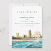 アトランティックシティウォーターカラーニュージャージーシティスカイライン 招待状 (正面)