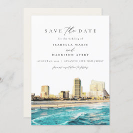 アトランティックシティウォーターカラーニュージャージーシティスカイライン 招待状