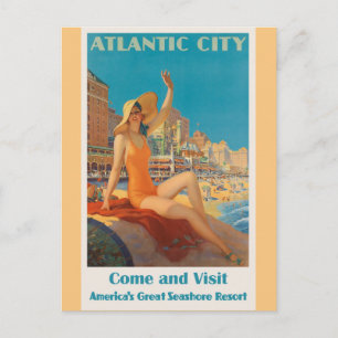 アトランティックシティニュージャージーのヴィンテージ旅行ポスター ポストカード
