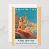 アトランティックシティニュージャージーのヴィンテージ旅行ポスター ポストカード (正面/裏面)