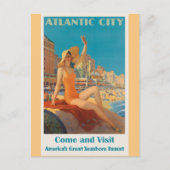 アトランティックシティニュージャージーのヴィンテージ旅行ポスター ポストカード (正面)