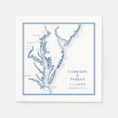 アトランティックシティニュージャージーの地図エレガントな結婚式 スタンダードカクテルナプキン (正面)