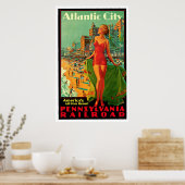 アトランティックシティニュージャージーガールヴィンテージトラベル ポスター (キッチン)