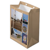 アトランティックシティビーチフォトコラージュ ミディアムペーパーバッグ (正面アングル)