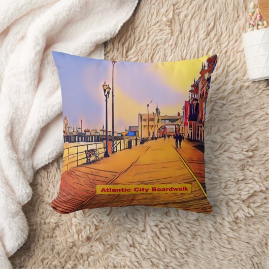 アトランティックシティビーチボードウォークアーポップ・アートのト クッション (ブランケット)