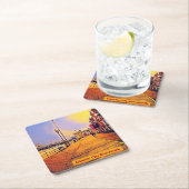 アトランティックシティビーチボードウォークアーポップ・アートのト スクエアペーパーコースター (インサイチュ)