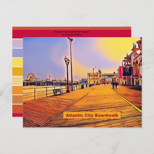 アトランティックシティビーチボードウォークアーポップ・アートのト ポストカード (正面/裏面)