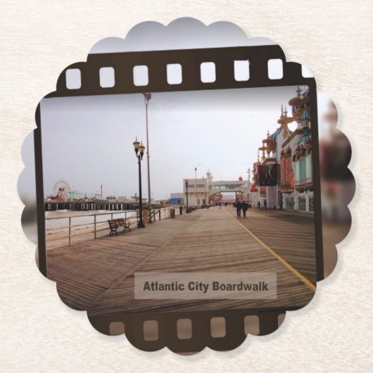 アトランティックシティビーチボードウォークオンフィルム ペーパーコースター (正面)