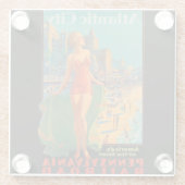 アトランティックシティビーチ美しいヴィンテージアートワーク ガラスコースター (裏面)