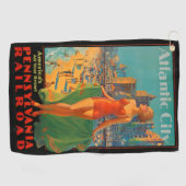 アトランティックシティビーチ美しいヴィンテージアートワーク ゴルフタオル (横)