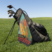 アトランティックシティビーチ美しいヴィンテージアートワーク ゴルフタオル (グリーン)