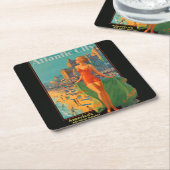 アトランティックシティビーチ美しいヴィンテージアートワーク スクエアペーパーコースター (アングル)