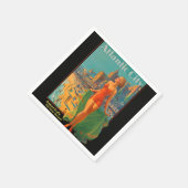 アトランティックシティビーチ美しいヴィンテージアートワーク スタンダードカクテルナプキン (角)