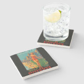 アトランティックシティビーチ美しいヴィンテージアートワーク ストーンコースター (横)